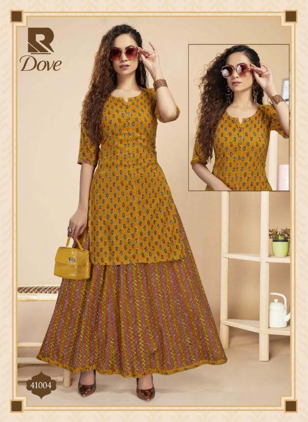 Raashi Dove Fancy Wear Rayon Kurti With Skirt Collection